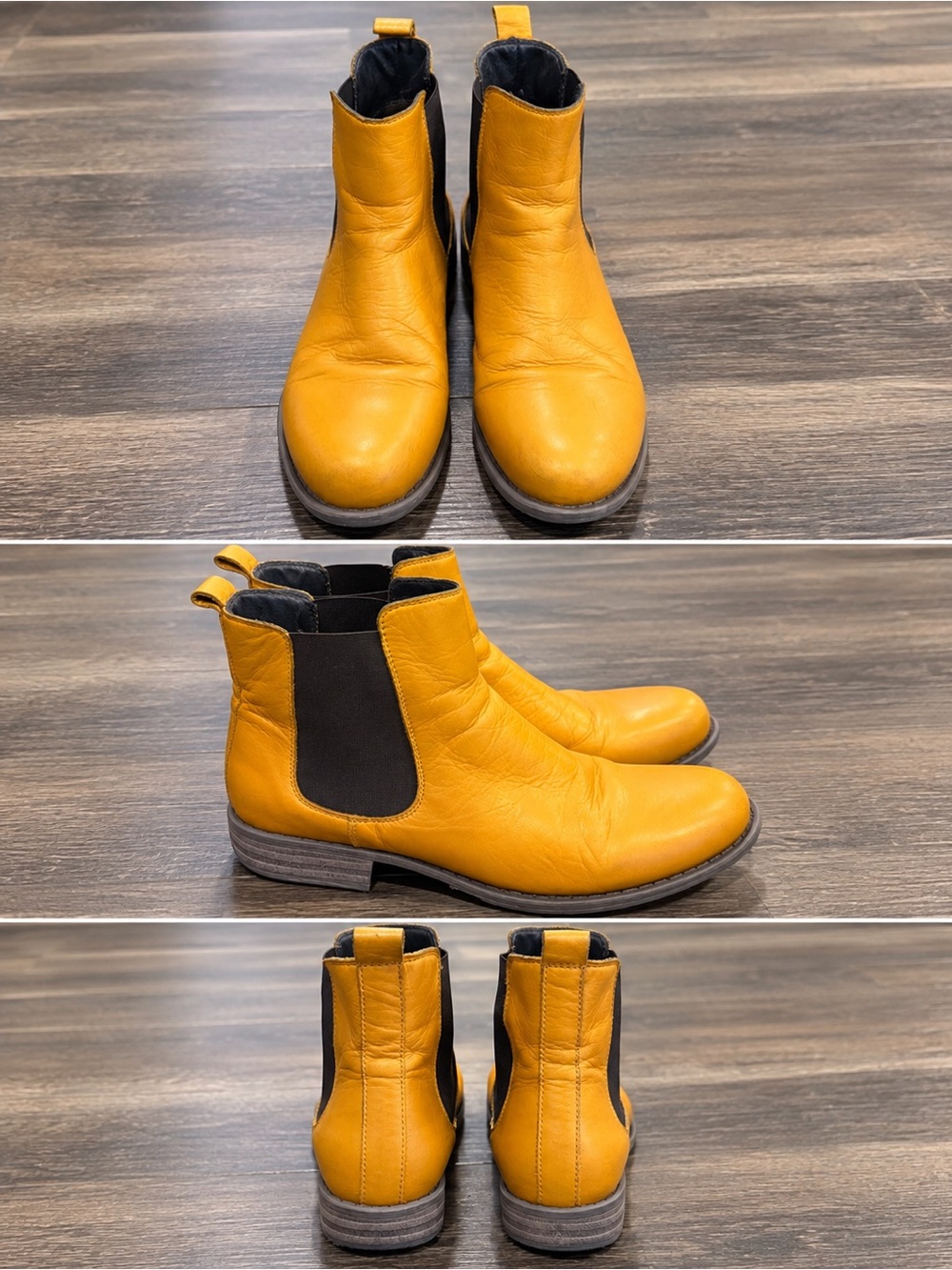 Miz Mooz Yellow Chelsea Boots - Leather Slip-On Ankle Boots